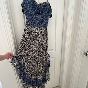 Free People Blue Maxi Sundress with crisscross this straps.